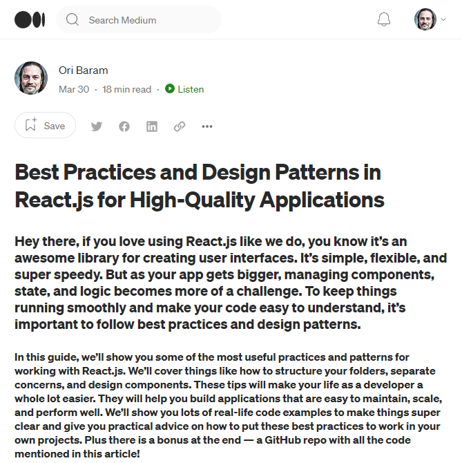 Best Practices and Design Patterns in React.js for High-Quality Applications